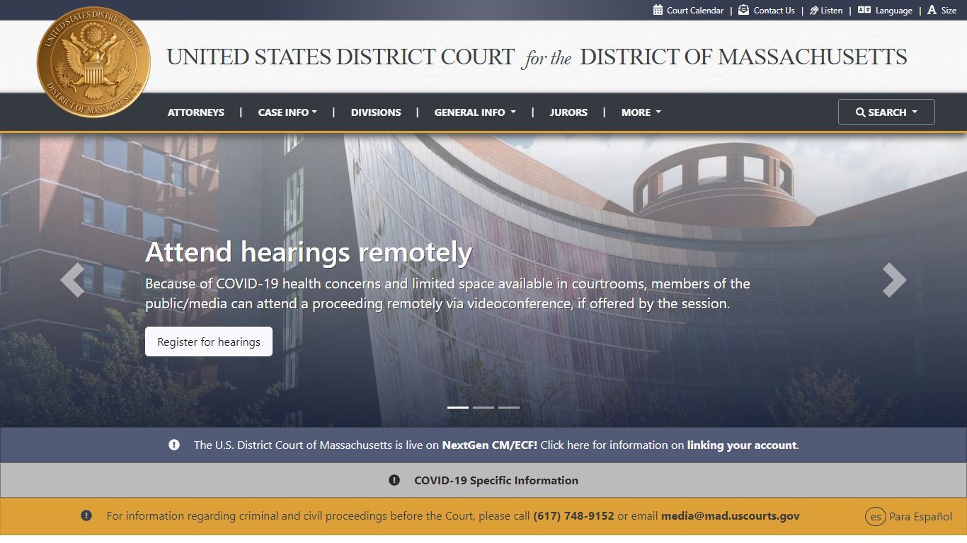 Home | United States District Court for the District of Massachusetts